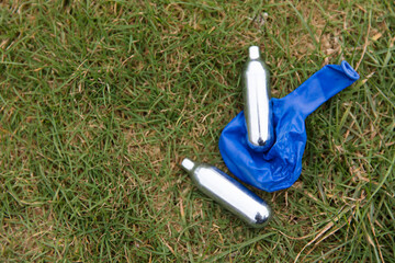 Nitrous oxide metal bulbs or laughing gas recreational drug use