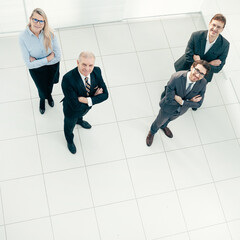 top view. group of successful business people looking at the camera.