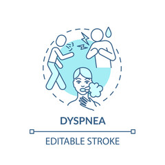 Dyspnea concept icon. Shortage of breath idea thin line illustration. Chest tightness. Effects of illness. Cough and covid-19. Vector isolated outline RGB color drawing. Editable stroke