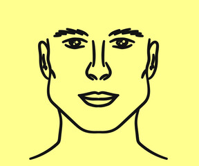 A man's face with beautiful cheekbones. Vector illustration.