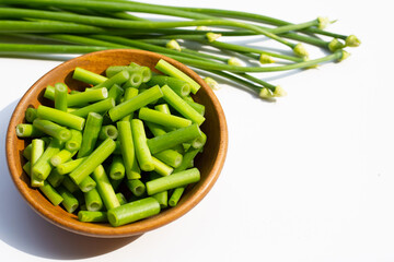 Chinese Chive on white background.