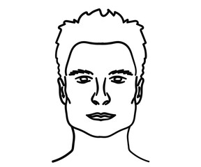 Male face on a white background. Beautiful cheekbones. Vector illustration.