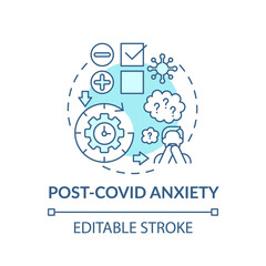 Post-covid anxiety concept icon. Depression and closing business idea thin line illustration. Emotional and physical problems. Vector isolated outline RGB color drawing. Editable stroke