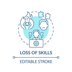 Loss of skills concept icon. Employees losing experience in quarantine idea thin line illustration. Global economic crisis. Vector isolated outline RGB color drawing. Editable stroke