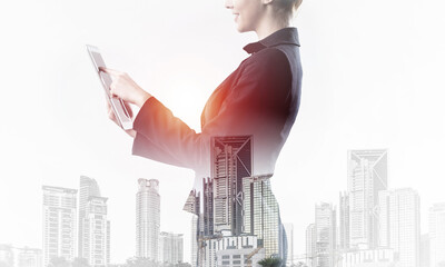 Young businesswoman with tablet computer
