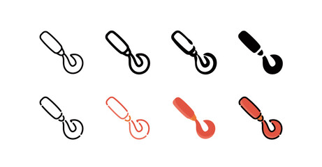 Soft plastic bait Icon Set (8 different style vector icon set)