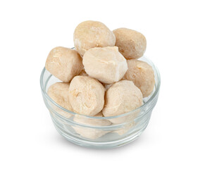 meat ball in glass bowl isolated on white background ,include clipping path