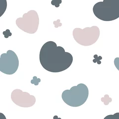 Zelfklevend Fotobehang Seamless floral pattern. Doodle flowers in pastel colors on white background. Vector hand drawn illustration. For print, textile, wallpaper, packaging wrap © Sergio
