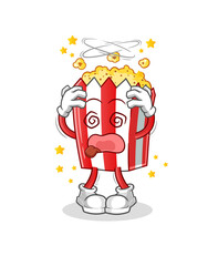 pop corn dizzy head mascot. cartoon vector