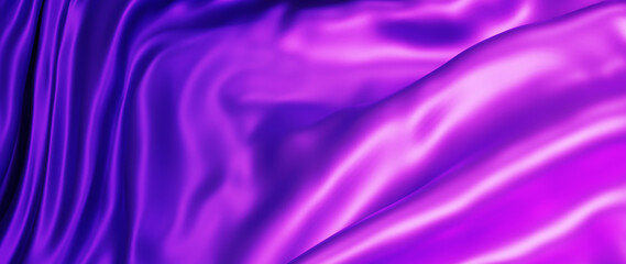 3d render of purple and pink cloth. iridescent holographic foil. abstract art fashion background.