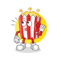 pop corn eavesdropping vector. cartoon character