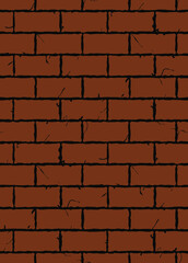Texture of a brick wall. Abstract background of brown, red brick masonry. Running masonry. Vector illustration. 