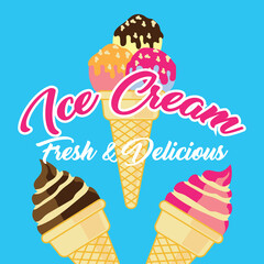 ice cream poster for ice cream store. vector illustration