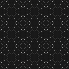 Minimalist vector seamless pattern. Simple delicate geometric texture. Abstract black and white minimal background with small shapes, dots, floral silhouettes. Subtle dark minimalistic repeat design 