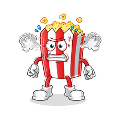 pop corn very angry mascot. cartoon vector