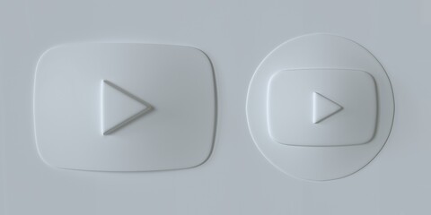 White button video player icon. Social media. 3d illustration - 418122023