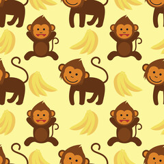 monkey ornament seamless pattern. vector illustration