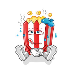 pop corn sick vector. cartoon character