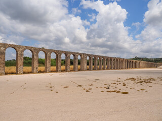 Obidos Aqueduct or Aqueduto de Óbidos, ancient stone masonry building, over 3 km-long. It was built by Catherine of Austria around 1570. Has been classified as a Property of Public Interest since 1962