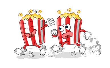 pop corn play chase cartoon. cartoon mascot vector