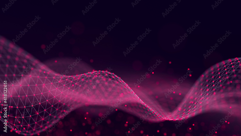Poster Network connection lines. Big data visualization. Template for background, presentation, design. 3D illustration