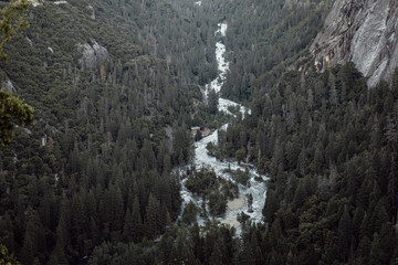 Valley of Yosemite..Yosemite National Park. Mountains and rocks, forest