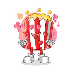 pop corn fallin love vector. cartoon character