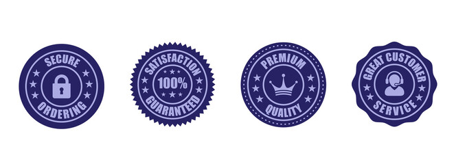 satisfaction guarantee, secure ordering, premium quality, customer service, Money back guarantee, Trust Badges
