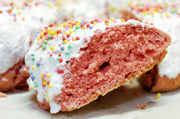 Ciaramicola is a typical Umbrian Easter cake; it is a donut-shaped cake, red in color with white...