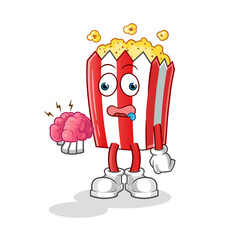 pop corn no brain vector. cartoon character