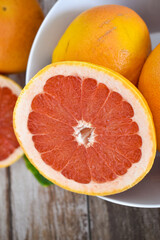 Slice of grapefruit in bowl