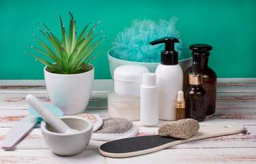 cosmetic jars without labels for advertising. Self-care