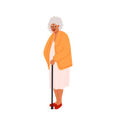 Happy senior woman isolated vector illustration. Old female character design element. Grandmother in cartoon style.