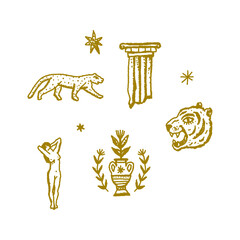 Magical Boho Clipart Greek Antique Logo or Labels Elements Magic Art. Vector illustration © Knstart Studio