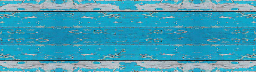 old blue turquoise aquamarine painted exfoliate rustic bright light wooden texture - wood background banner panorama long shabby