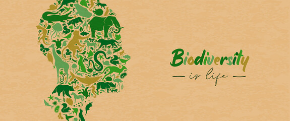 Green wild animal icon recycled paper head shape