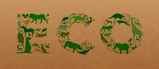 Green wild animal recycled paper eco sign concept