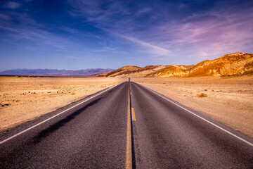 Fototapeta na wymiar road lines in death valley, california, usa