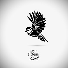 logo monochrome cute flying bird. Vector illustration