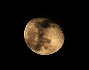 Waning Gibbous Moon Rising Close-Up