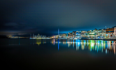 View of Christmas Oslo in the night, Norway