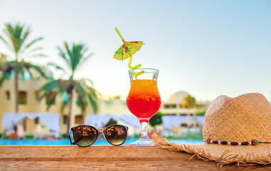drink a cocktail on vacation. Selective focus.
