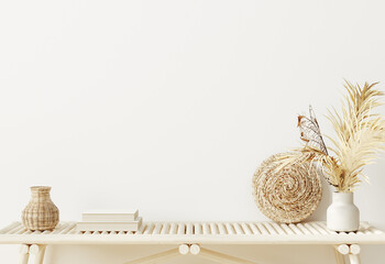 Home interior background, room with minimal decor, 3d render