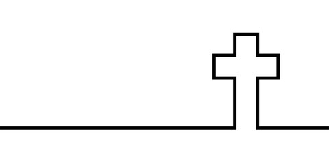 Line art christian cross vector background. Abstract christian cross vector outline template. Vector illustration.