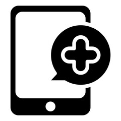 Obraz premium Medical sign with smartphone, mobile healthcare icon