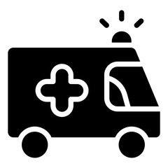 Medical transport icon, solid design of ambulance
