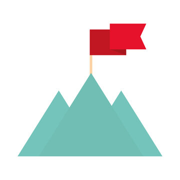 mountains with flag