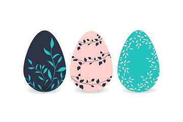 Floral easter eggs. Set.Easter.Vector illustration