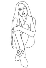 One line contemporary art. Hand drawn geometric portrait illustration for fashion design, print, fabric, cloth, wallpaper. Conceptual vector art