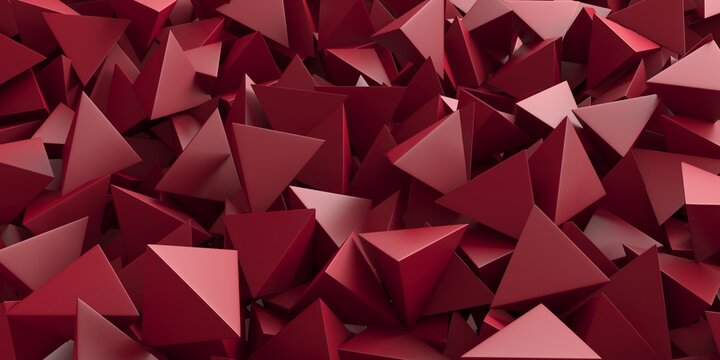 Red triangle poligon chaotic pattern wall background